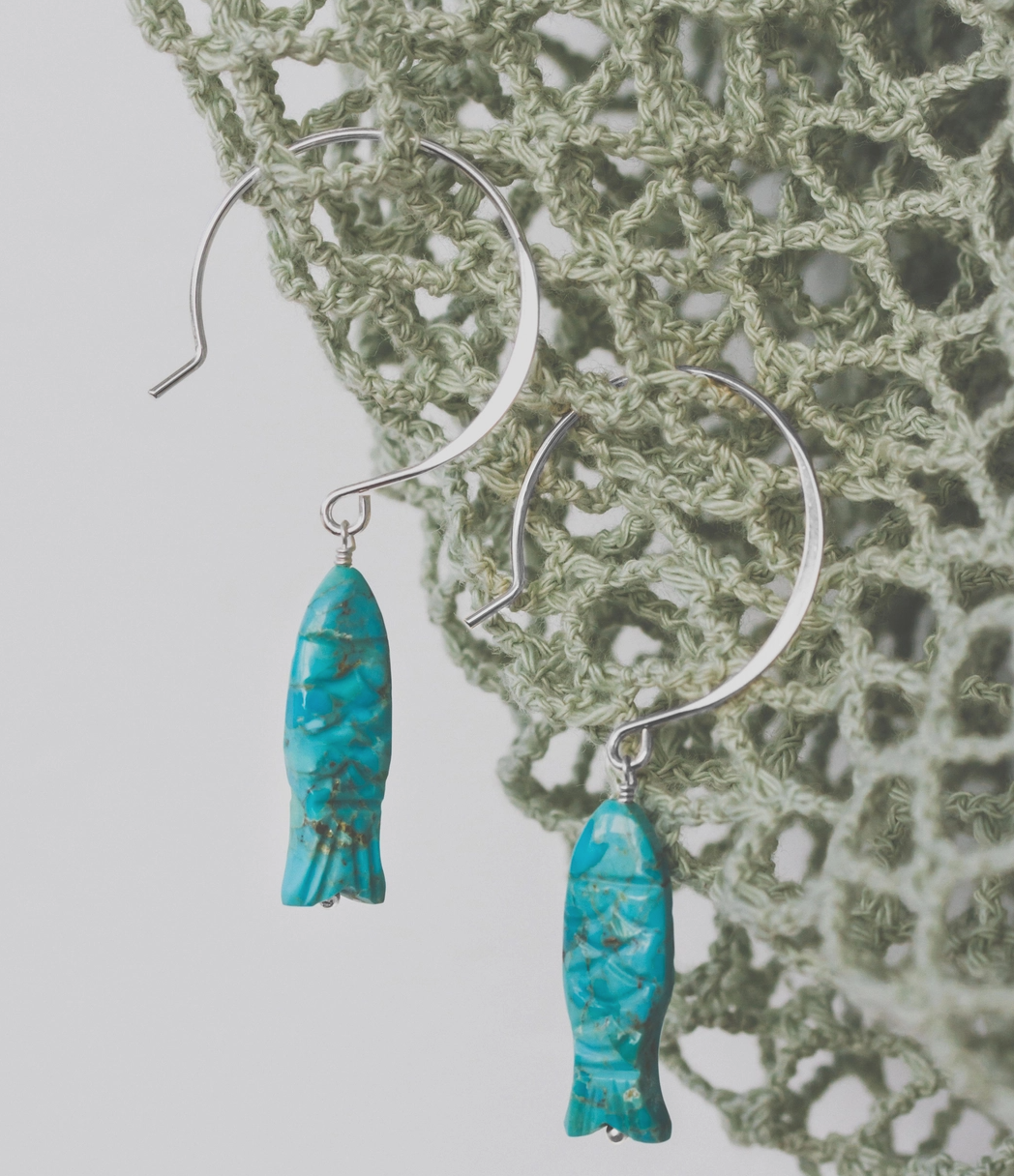 Turquoise Fish Hook Earrings