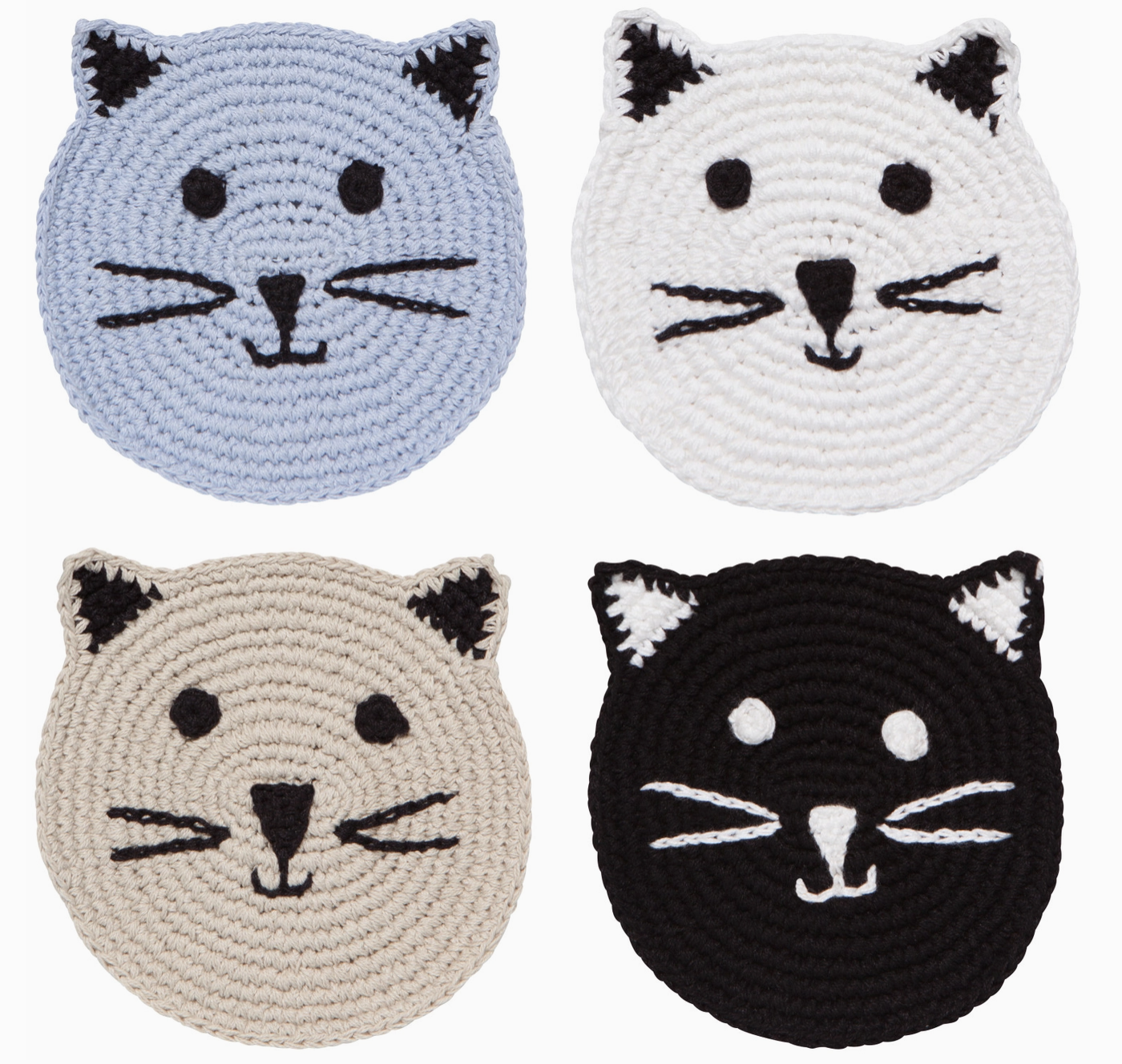 Crochet Cat Coasters (Set of 4)