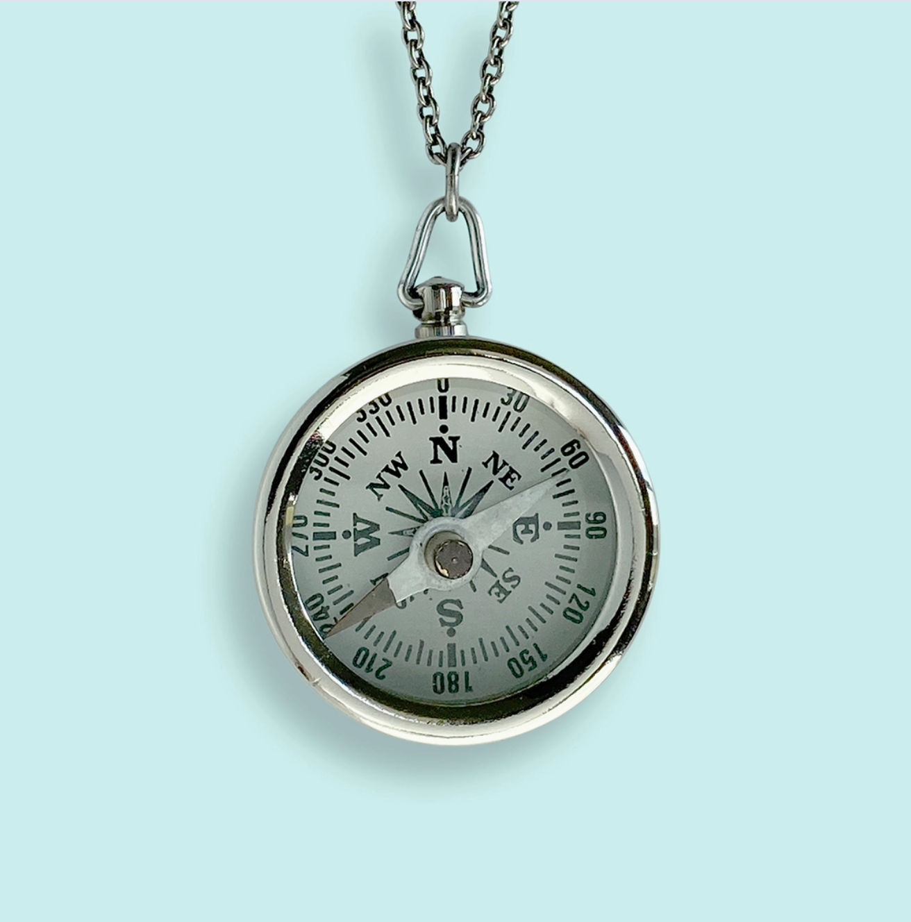 Silver Compass Necklace