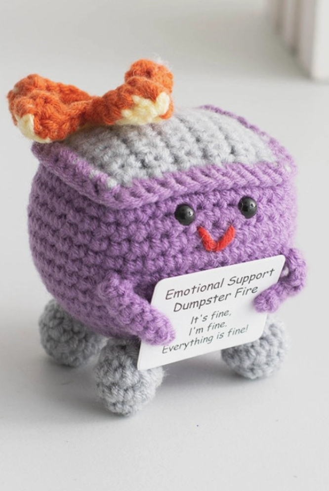 Emotional Support Dumpster Fire , Crochet Figure