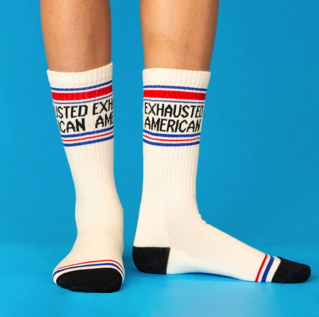 Exhausted American Unisex Crew Socks
