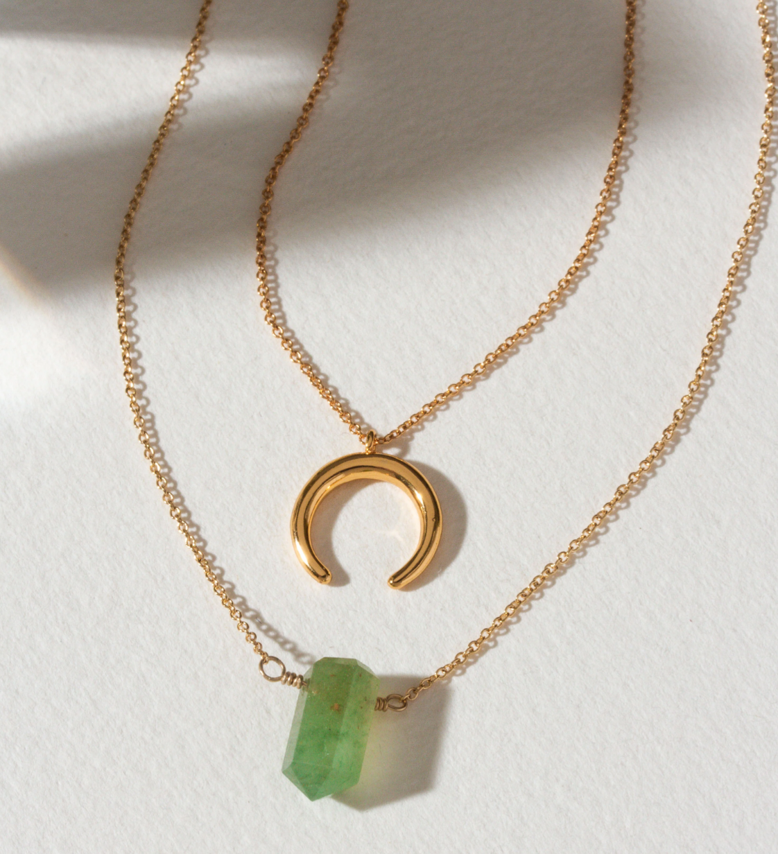 Gemstone Point Necklace Set- Green Aventurine