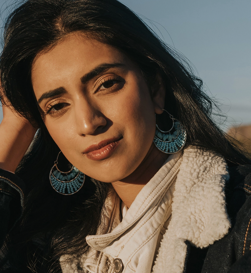 Rajiyah Amazonite Beaded Crescent Hoop Earrings