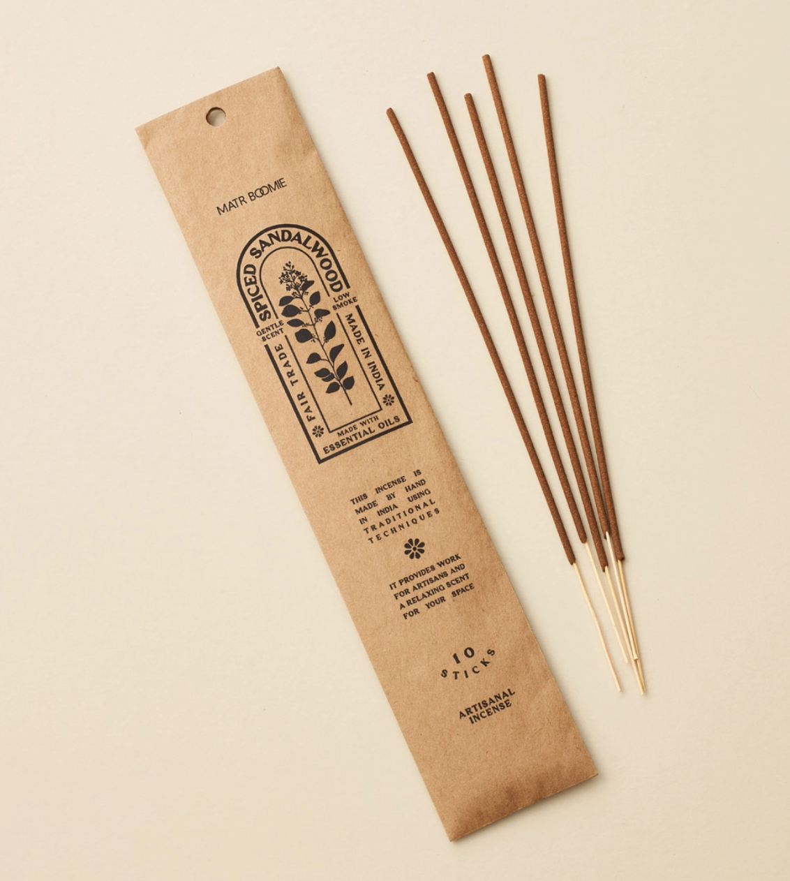 Spiced Sandalwood Incense - 10 sticks, low smoke