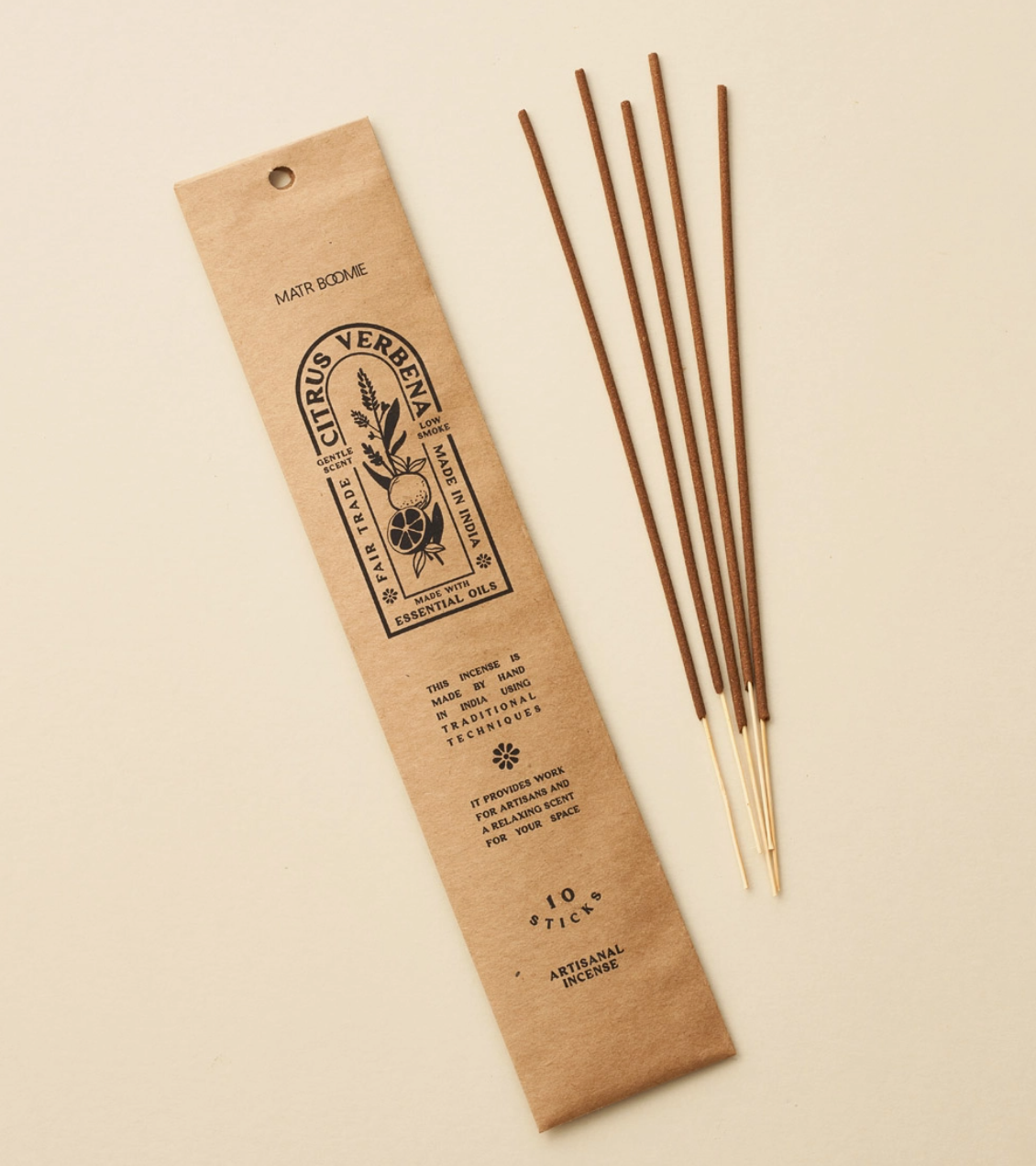 Citrus Verbena Incense - 10 sticks, low smoke
