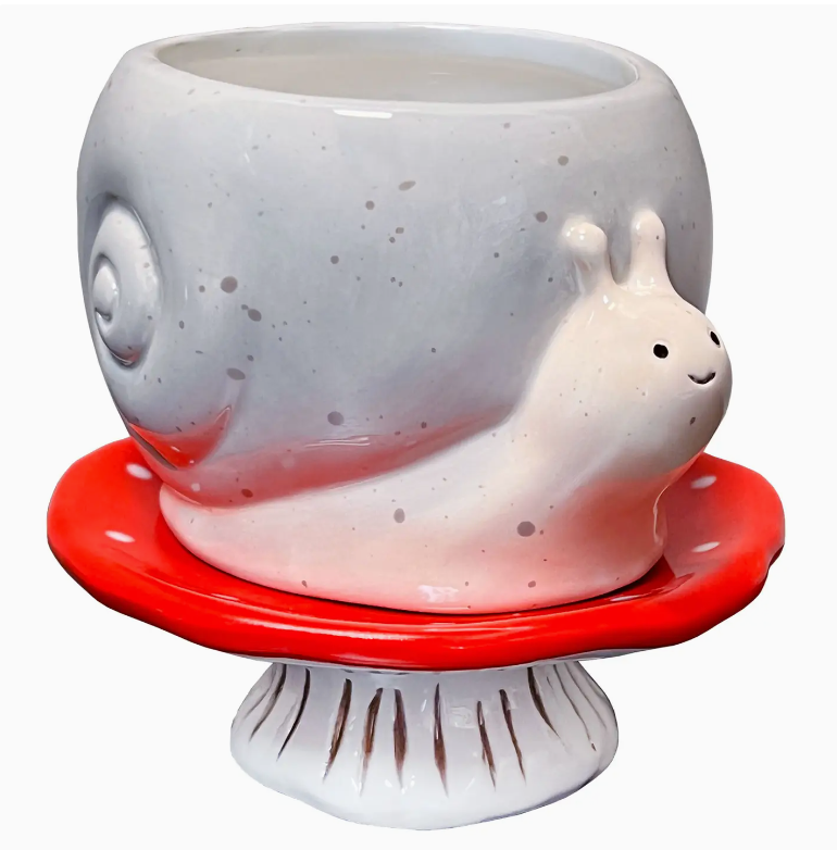 Snail & Shroom Footsie Ceramic Planter