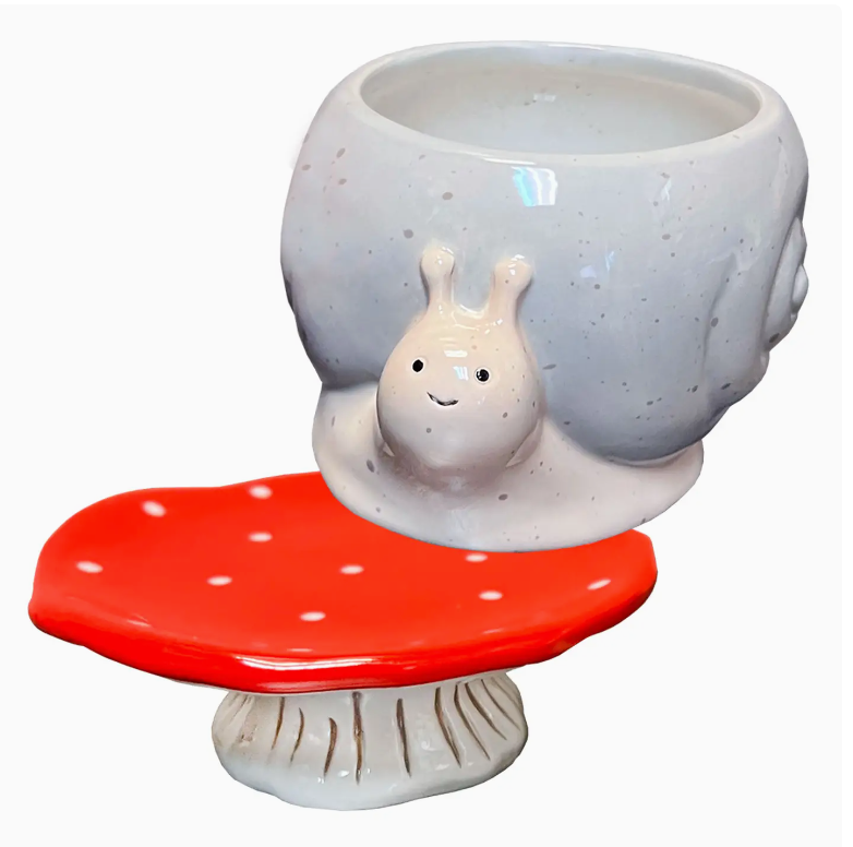 Snail & Shroom Footsie Ceramic Planter