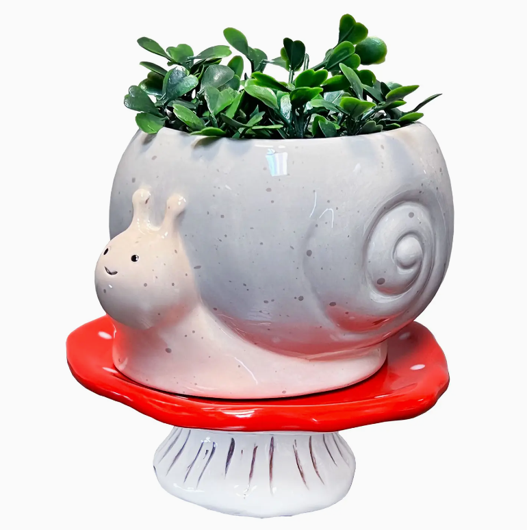 Snail & Shroom Footsie Ceramic Planter