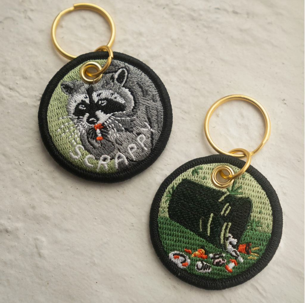 Scrappy Raccoon - Embroidered Keychain