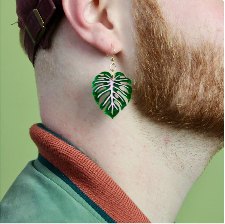 Mini Monstera Earrings