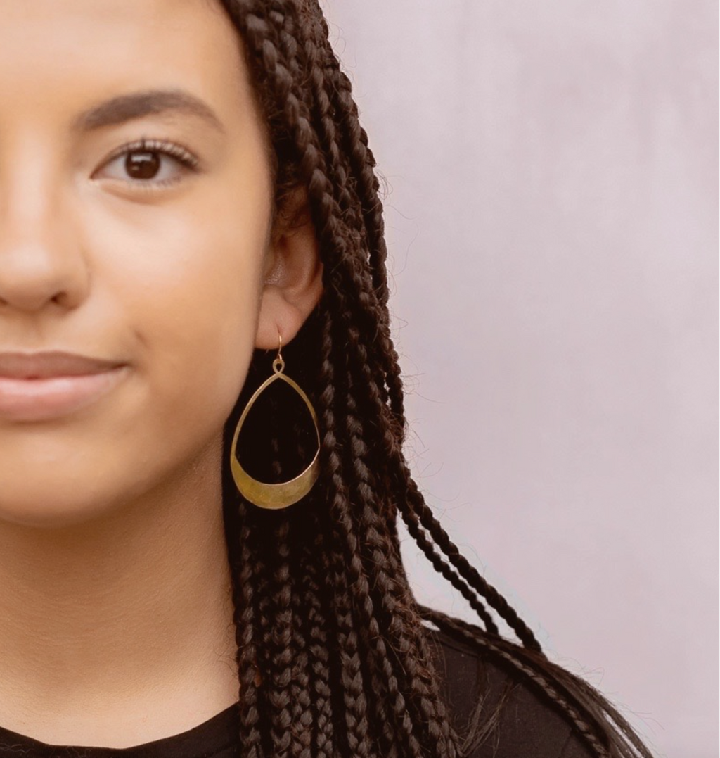 Hammered Brass Teardrop Earrings