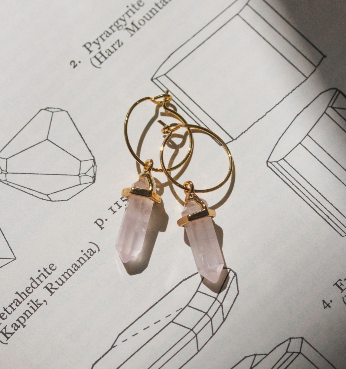 Prism Mini Hoop Earrings- Rose Quartz