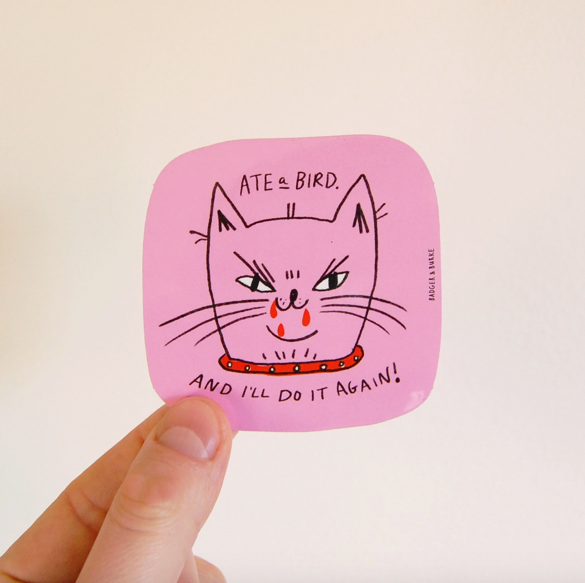 Ate A Bird Cat Sticker
