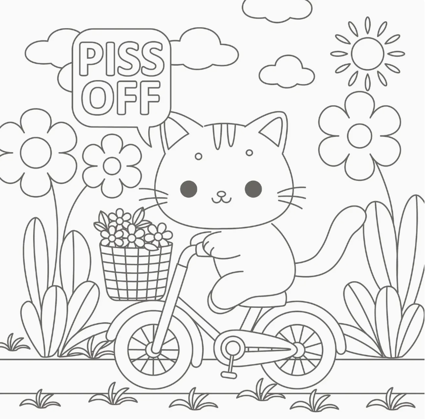 Super Cute Sweary Cat Coloring Book