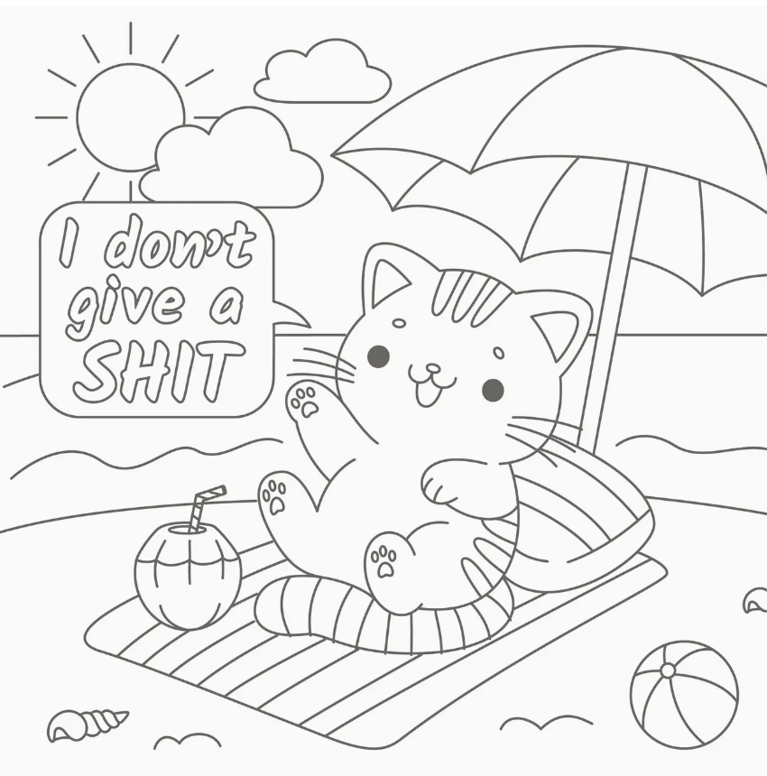 Super Cute Sweary Cat Coloring Book