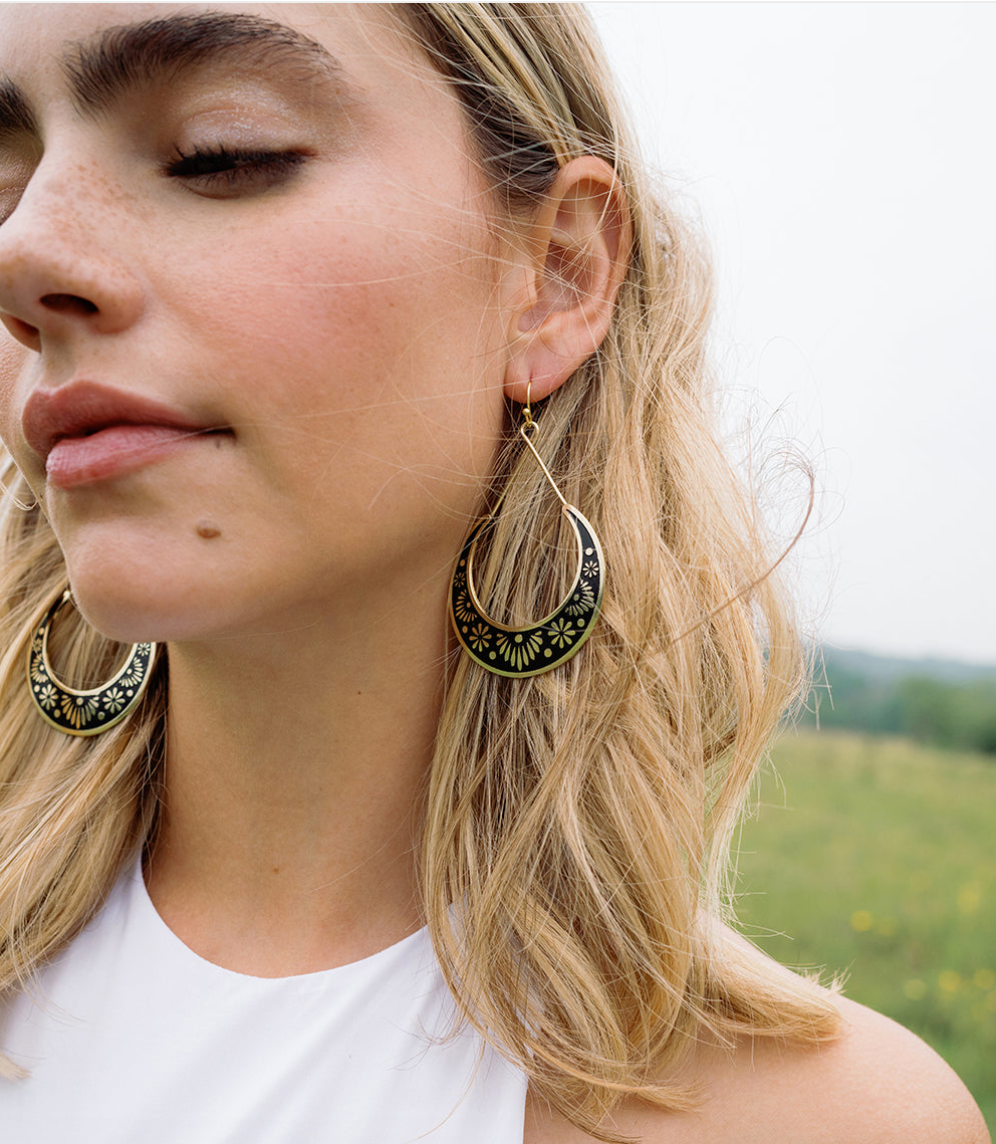 Crescent Moon Hoop Earrings